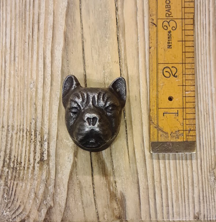 Knob Cupboard BULLDOG HEAD Cast Antique Iron 36mm - Image 2