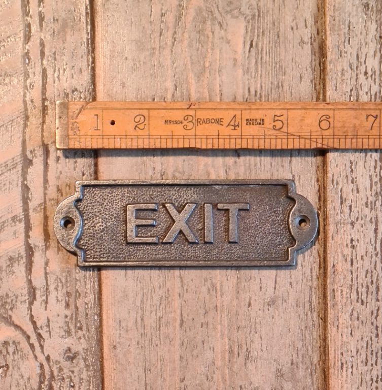 Plaque EXIT Cast Antique Iron 50mm x 150mm