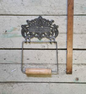 Toilet Roll Holder Fancy TOILET Antique Iron Wire & Wood - TBD
