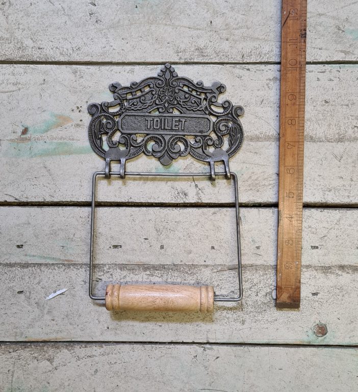 Toilet Roll Holder Fancy TOILET Antique Iron Wire & Wood - TBD