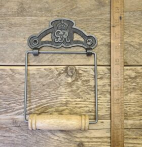 Toilet Roll Holder GEORGIAN ER Wire & Wood Antique Iron