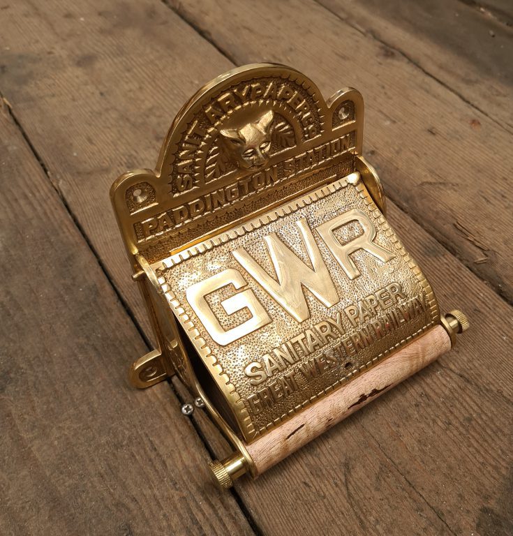 Toilet Roll Holder with Lid GWR Solid Brass 150mm - Image 4