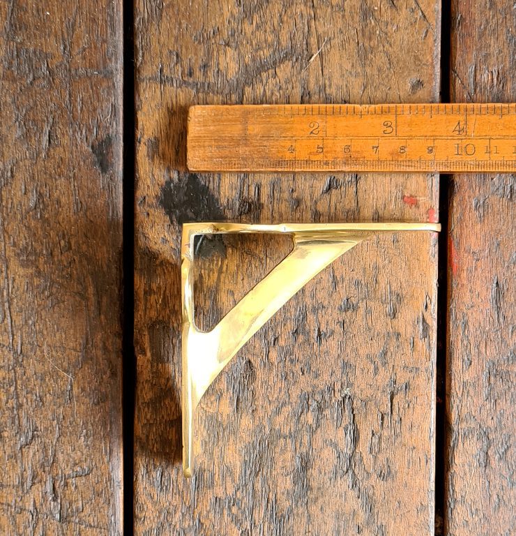 Shelf Bracket GALLOWS Plain Lugs Polished Brass 93mm x 93mm