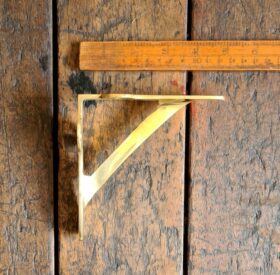 Shelf Bracket GALLOWS Plain Lugs Polished Brass 125mm x 125mm
