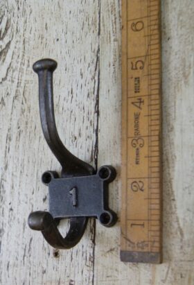 Coat Hook Double 2 Part Retro Antique Iron 125mm Number 1