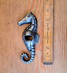 Bottle Opener Wall Mounted SEA HORSE Cast Antique Iron 145mm