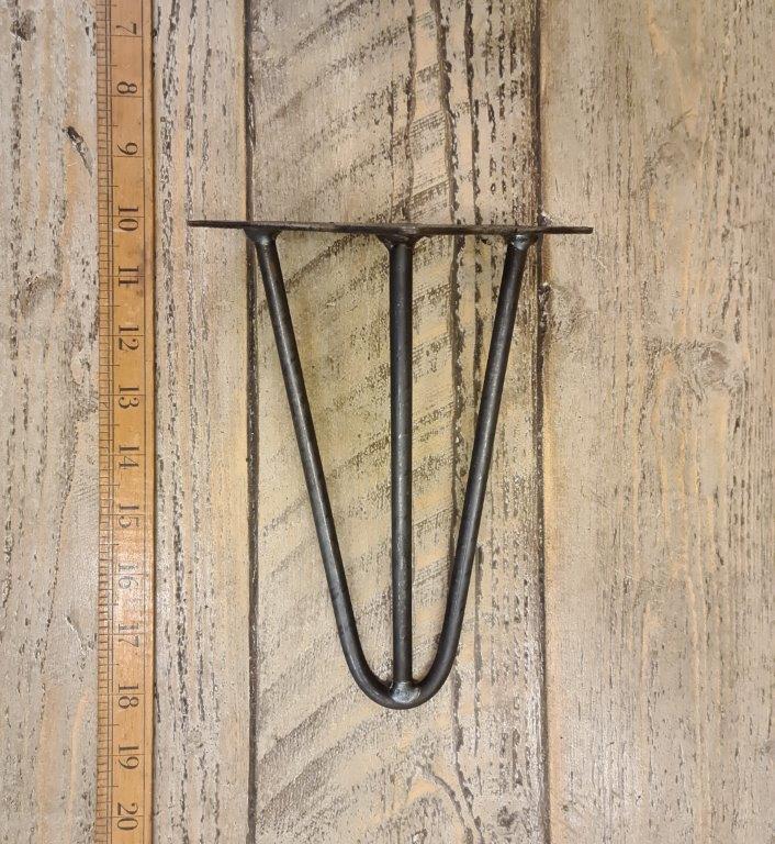 Hairpin Leg 3 Prong Antique Iron 8mm Diameter Rod 200mm - Image 3