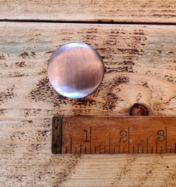 Knob Plain Shaker Cast Antique shiny Copper 35mm Diameter