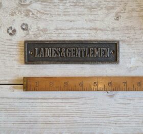 Plaque LADIES & GENTLEMEN Cast Antique Iron 40mm x 170mm