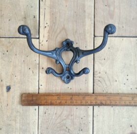 Hat and Coat Hook ADRIENNE Cast Antique Iron 120mm x 160mm