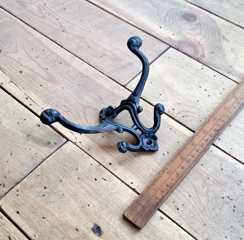 Hat and Coat Hook ADRIENNE Cast Antique Iron 120mm x 160mm - Image 2