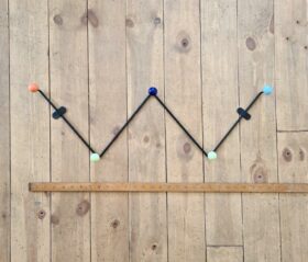 Coat Hook Rail ATOMIC Vintage Design Satin BLACK Colours