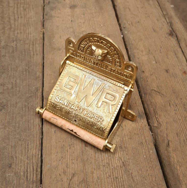 Toilet Roll Holder with Lid GWR Solid Brass 150mm - Image 2