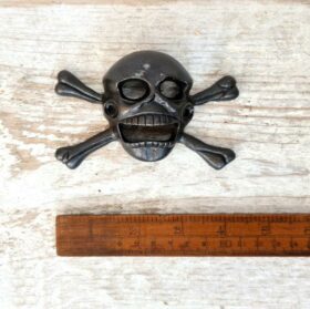 Bottle Opener Wall Mounted SKULL & CROSSBONES Antique Iron