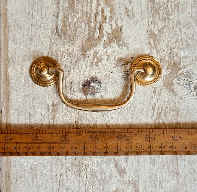 Swan Neck Drop Handle Solid Brass Natural Finish 98mm