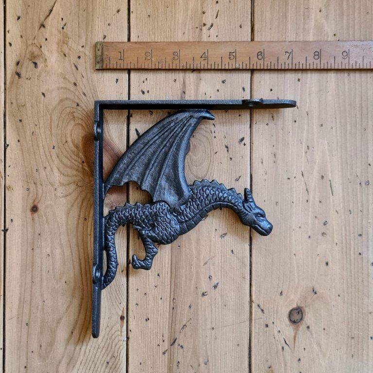 Shelf Bracket WINGED DRAGON Cast Antique Iron 210mm x 180mm - Image 2