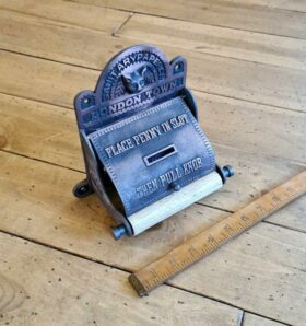 Toilet Roll Holder with Lid LONDON TOWN Penny Slot Antique Copper 150mm