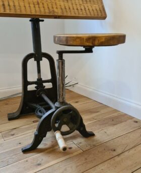 Draughtsman's Table WITH SEAT Swivel Top Adjustable Height