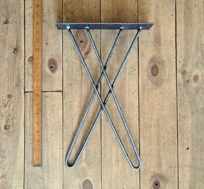 Bench End Frame Hairpin Leg CROSS STYLE Antique Iron 400mm x 275mm
