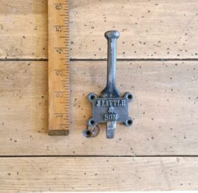 Coat Hook Double 2 Part Retro J LITTLE & SON Antique Iron 125mm