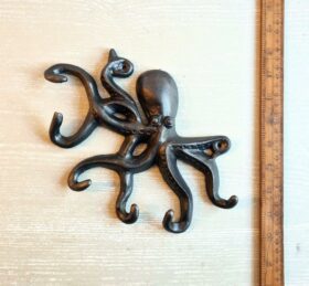 Multi Hook OCTOPUS Large Angled Head Cast Antique Iron 255 x 165mm