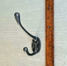 Hat & Coat Hook Victorian 4 Hole No Spine Antique Iron 110mm