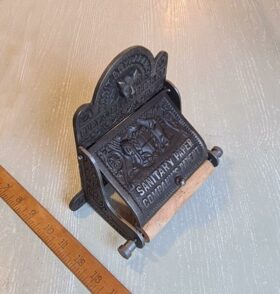 Toilet Roll Holder with Lid BURY ST LONDON Cast Antique Iron 150mm