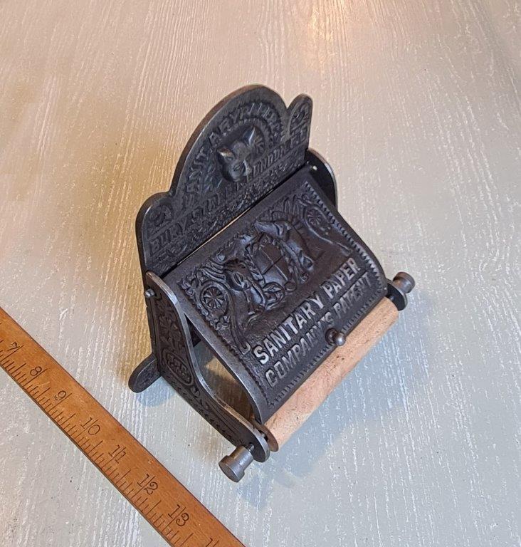 Toilet Roll Holder with Lid BURY ST LONDON Cast Antique Iron 150mm