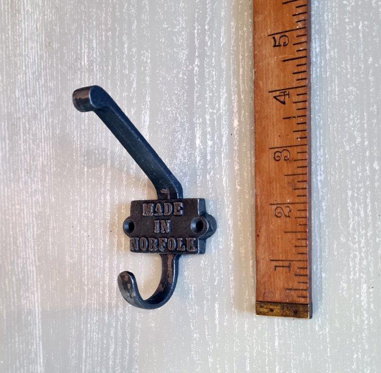 Coat Hook Double 2 Part MADE IN NORFOLK Cast Iron 120mm - Image 2