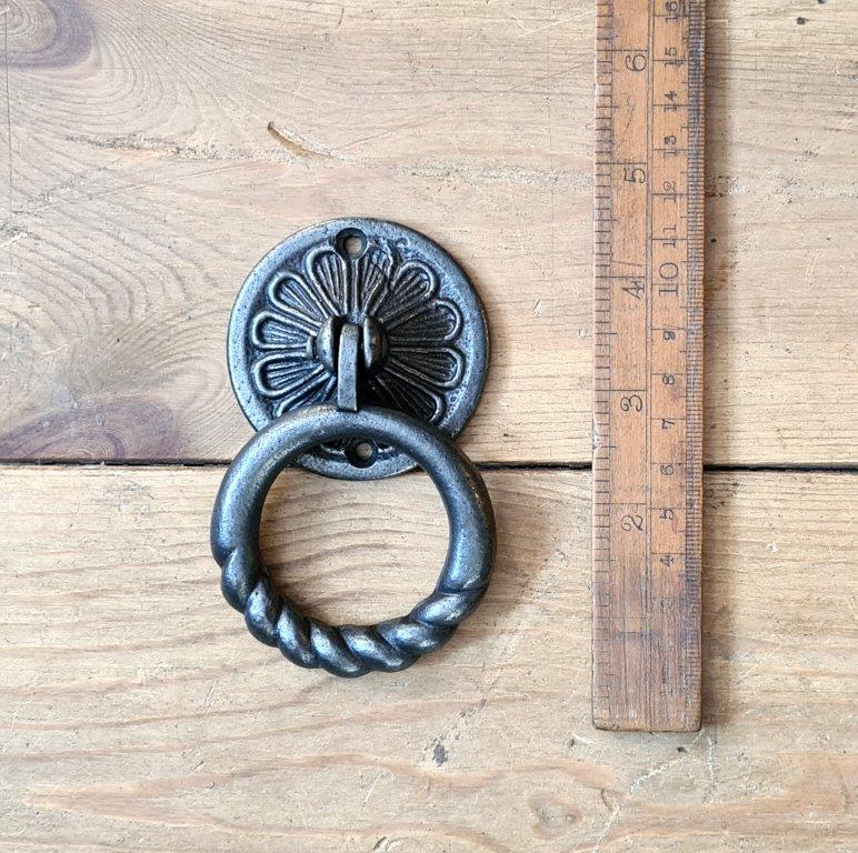 Drop Ring Pull Handle Heavy Duty Antique Cast Iron 60mm Diameter x 100mm High