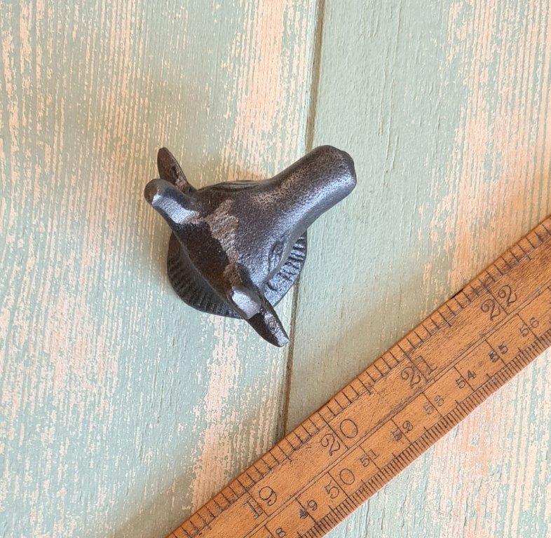 Knob Cupboard HORNED COW M4 Rear Thread Cast Antique Iron 38mm - Image 3