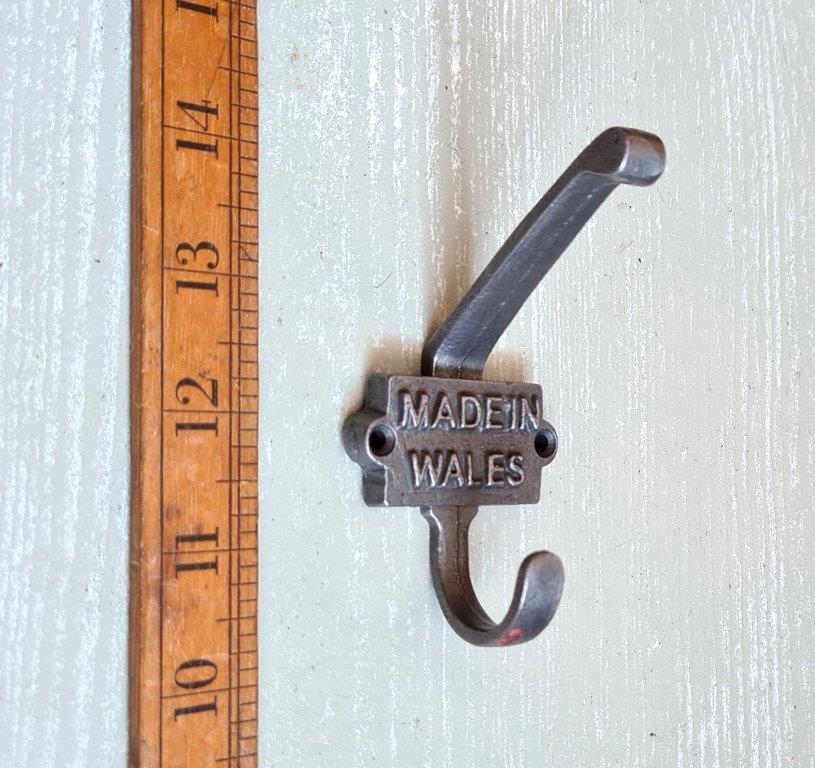 Coat Hook Double 2 Part MADE IN WALES Cast Antique Iron 110mm - Image 2