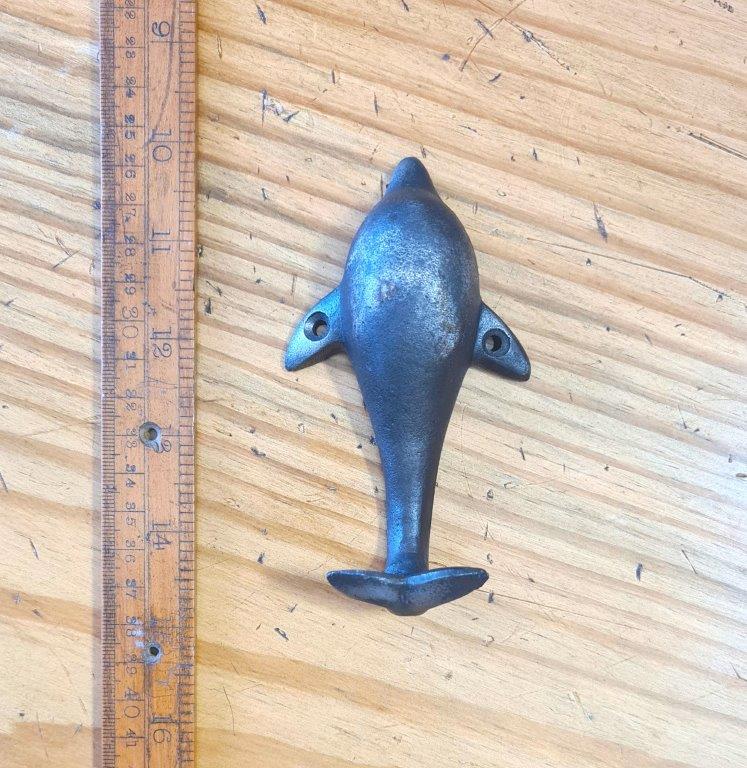 Coat Hook Single DOLPHIN Cast Antique Iron 120mm - Image 2
