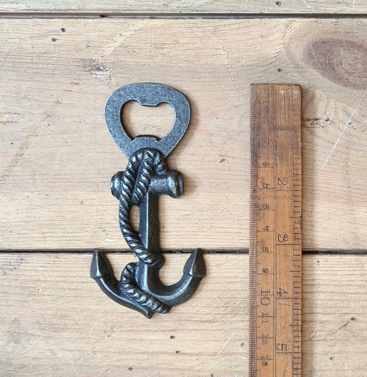 Bottle Opener Hand Held ANCHOR Antique Iron 110mm - Image 2