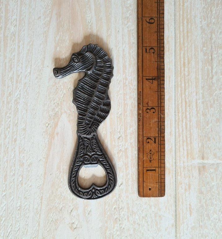 Bottle Opener Hand Held SEAHORSE Antique Iron Short 130mm