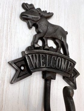 Coat Hook WELCOME STAG Cast Antique Iron 155mm