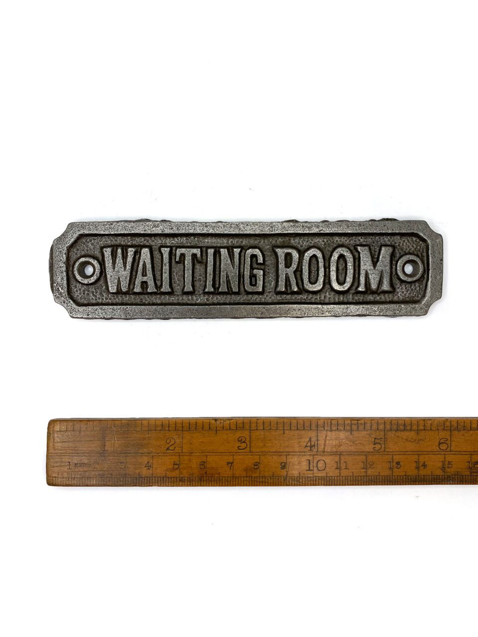 Plaque WAITING ROOM Cast Ant Iron 147mm x 36mm - Image 3