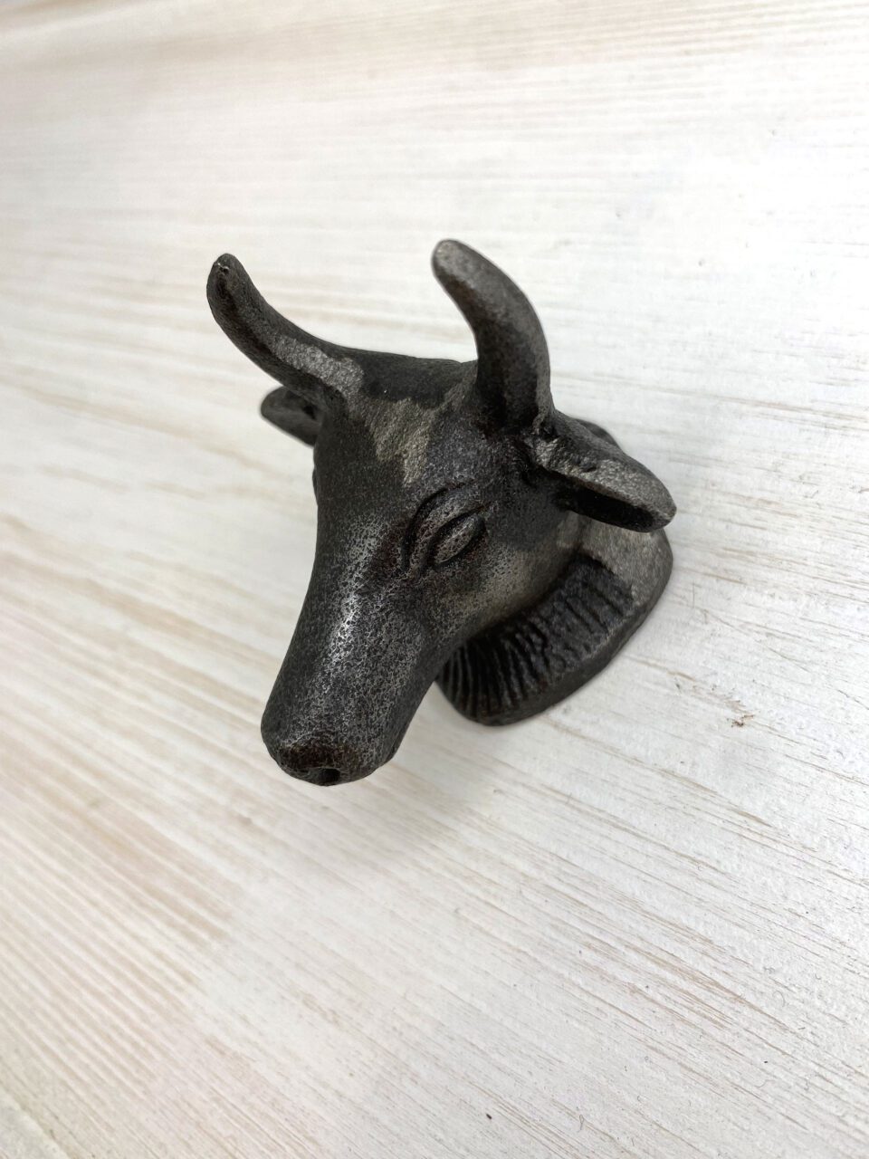 Knob Cupboard HORNED BUFFALO Cast Antique Iron 75mm