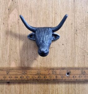 Knob Cupboard Coat Hook Cupboard HIGHLAND COW Front Fix Cast Antique Iron 80 x 65mm