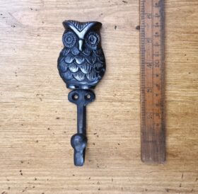 Coat Hook Single OWL Cast Antique Iron 50 x 130mm