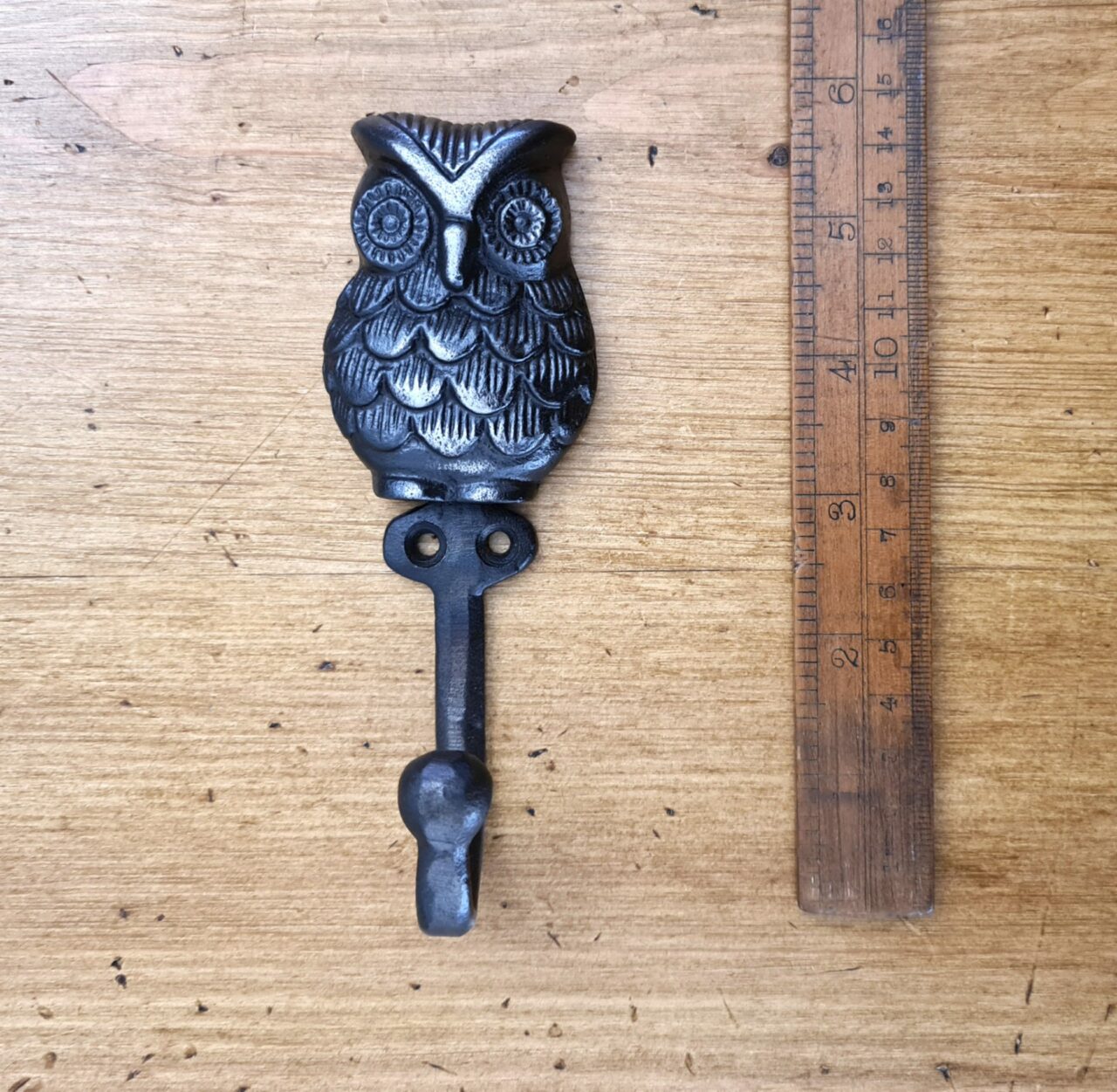 Coat Hook Single OWL Cast Antique Iron 50 x 130mm