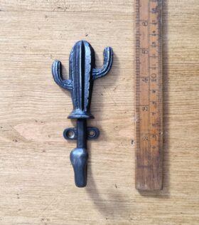 Coat Hook Single CACTUS Cast Antique Iron 55 x 130mm