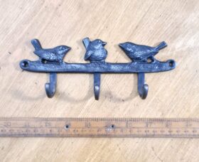 Coat Hook 3 BIRDS 3 Hooks Cast Antique Iron 80 x 200mm