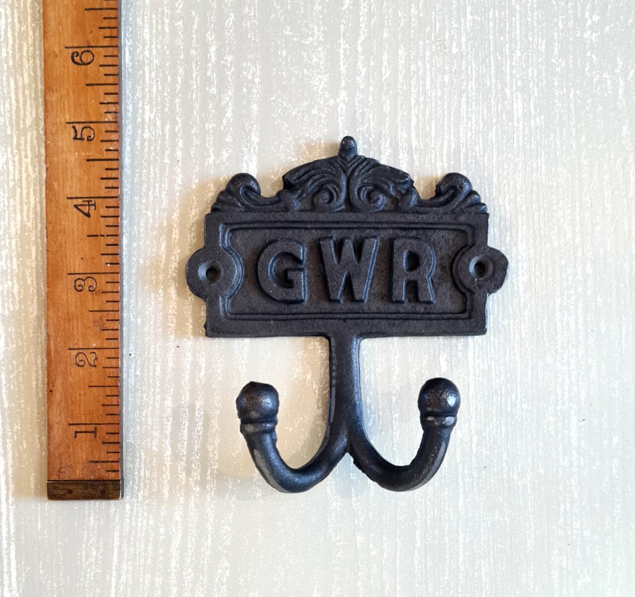 Plaque Robe Hook Double GWR Cast Antique Iron 110 x 120mm Alt 01.336G - Image 2