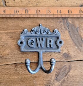 Plaque Robe Hook Double GWR Cast Antique Iron 110 x 120mm Alt 01.336G