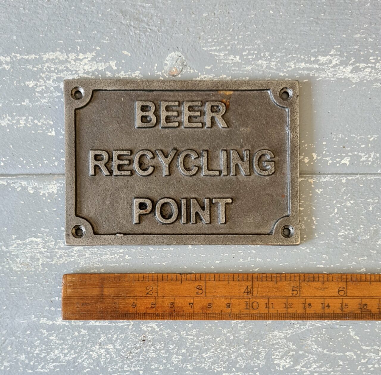Plaque BEER RECYCLING POINT Cast Antique Iron 130 x 90mm - Image 3