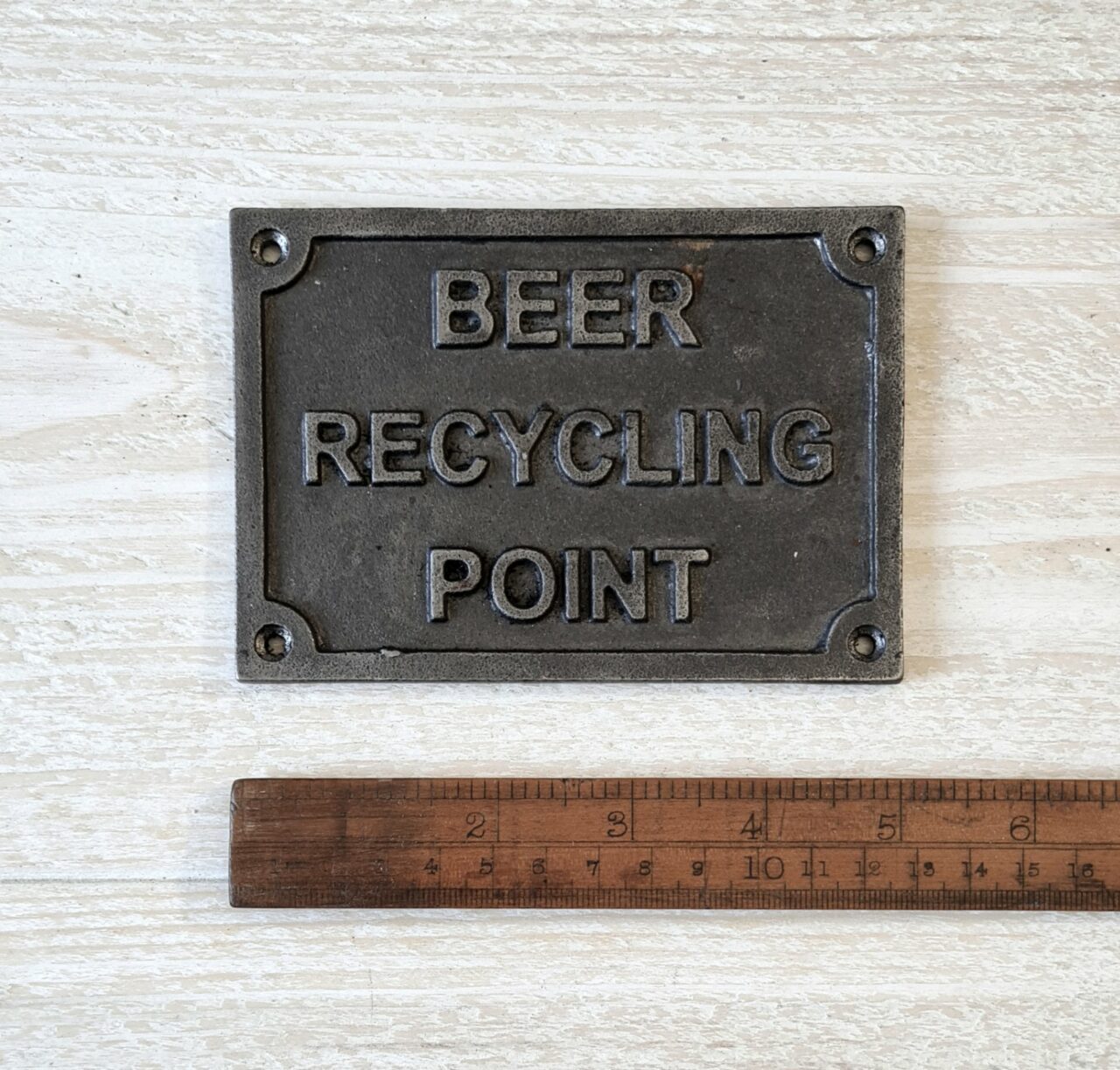 Plaque BEER RECYCLING POINT Cast Antique Iron 130 x 90mm - Image 4