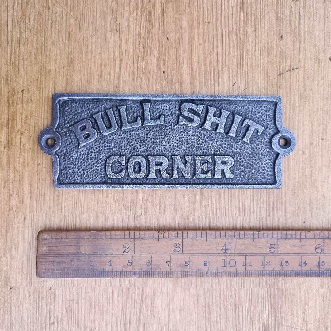 grey antique cast iron bar plaque