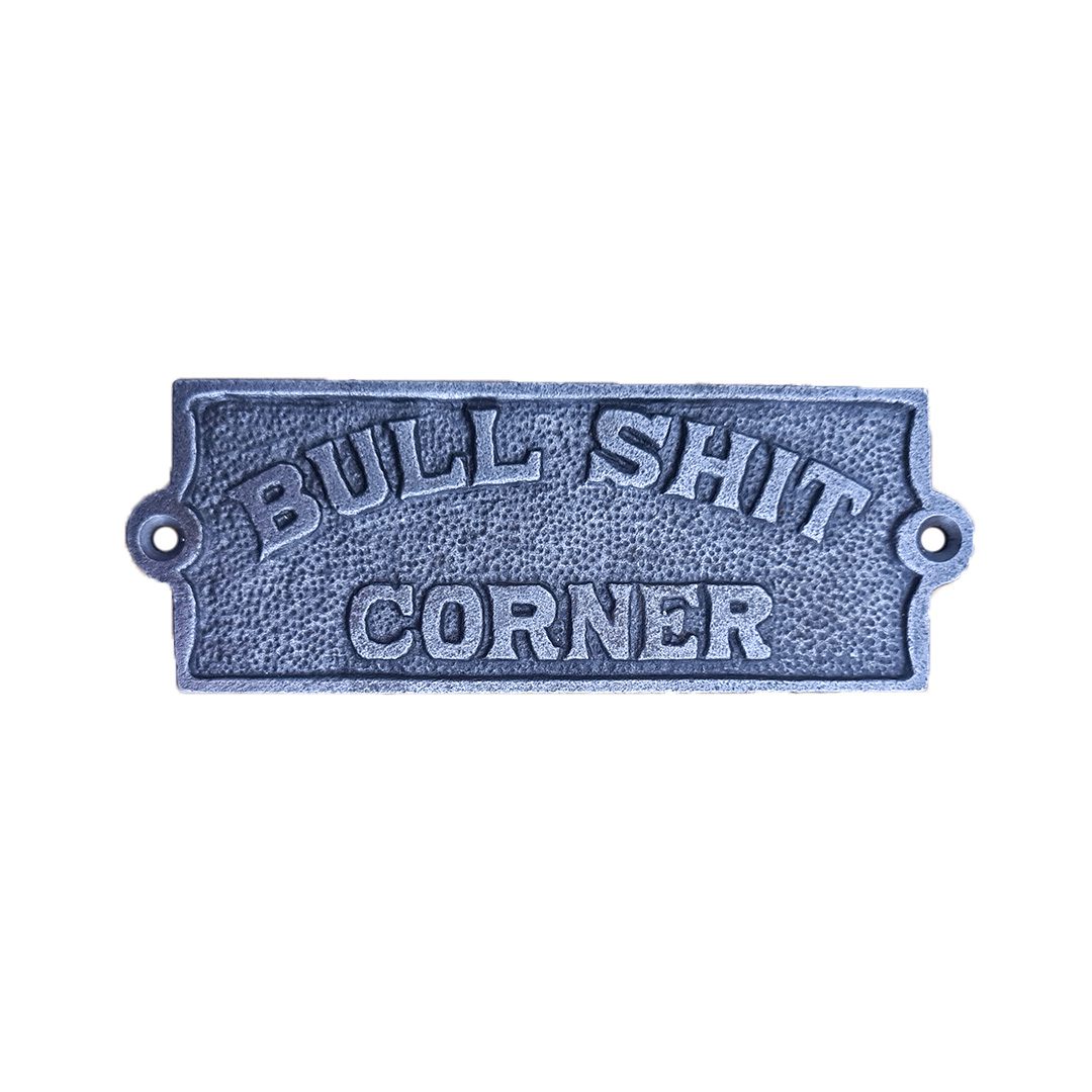 Plaque BULLSHIT CORNER Cast Antique Iron 140 x 50mm - Image 2