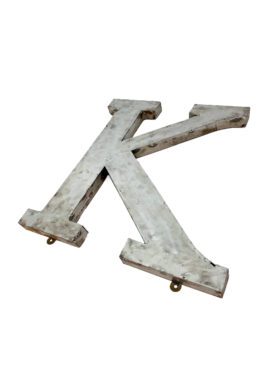 Wall Mounted Letter 'K' Antique Finish 400mm 16" High